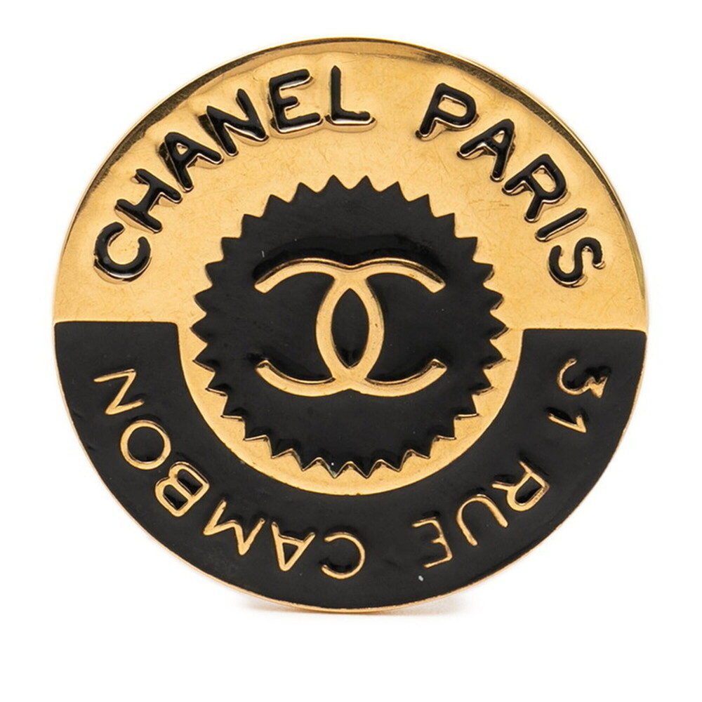 CHANEL Black Logo Brooch
